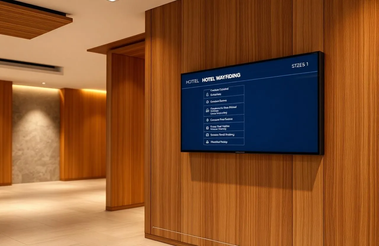 Hotel lobby digital signage installation by SAUBAG